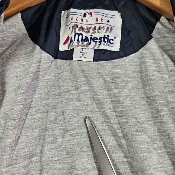 Majestic Boston Red Sox Jacket Toddler Size 3T Blue Red Logo Rain Jacket Hooded - Picture 11 of 16